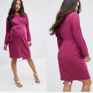 ASOS NWT Pink Maternity Wrap Skirt Longsleeve Dress 10